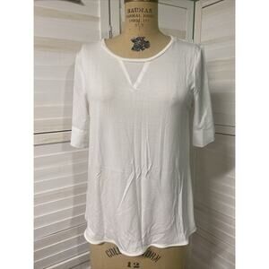 Calvin Klein Women’s White Relaxed Fit Shirt Round Neck Short Sleeve Sz Medium